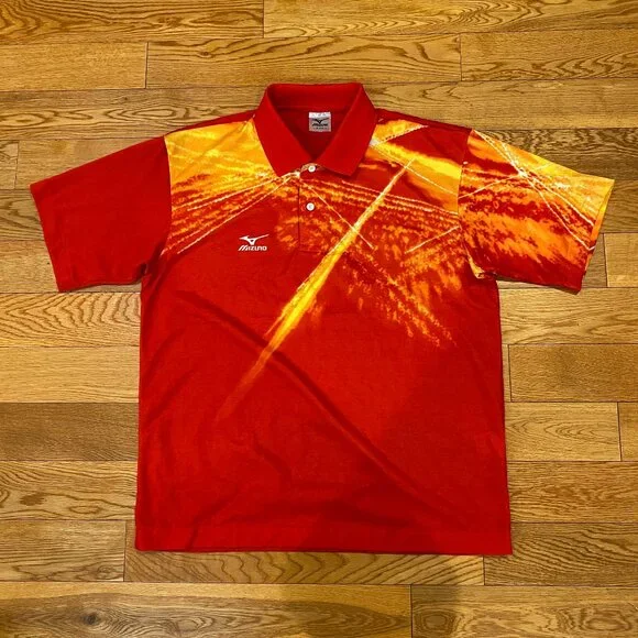 Mizuno Men's Vintage Jaspo Short Sleeve Polo Shirt Medium Made In Japan - Picture 1 of 7
